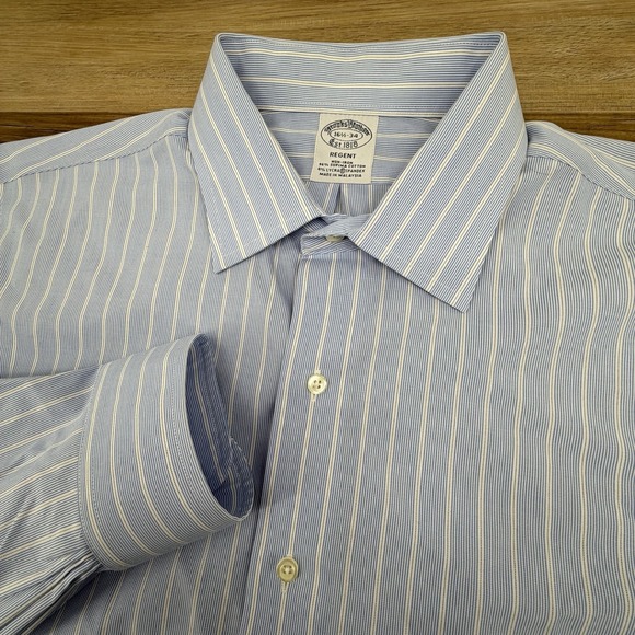 Brooks Brothers Other - Brooks Brothers Shirt Mens 16.5 34 Stripe Blue White Regent Non Iron Cotton